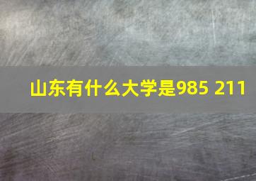 山东有什么大学是985 211